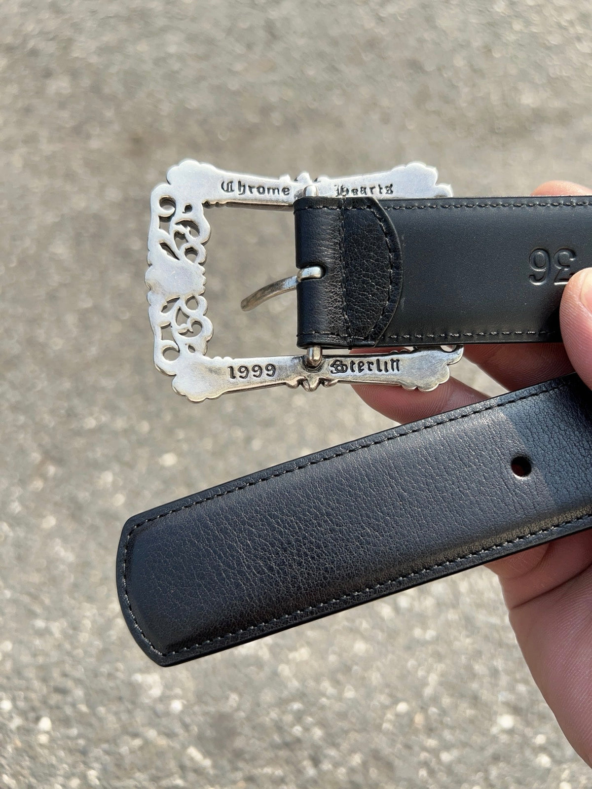 CH Dragon Kiss Buckle Belt 3.8cm Black Oil-Waxed Cowhide Leather 197828