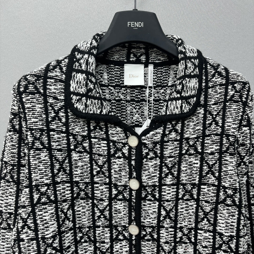 Dior 2026 Macrocannage Short Jacket Black Tweed 446635