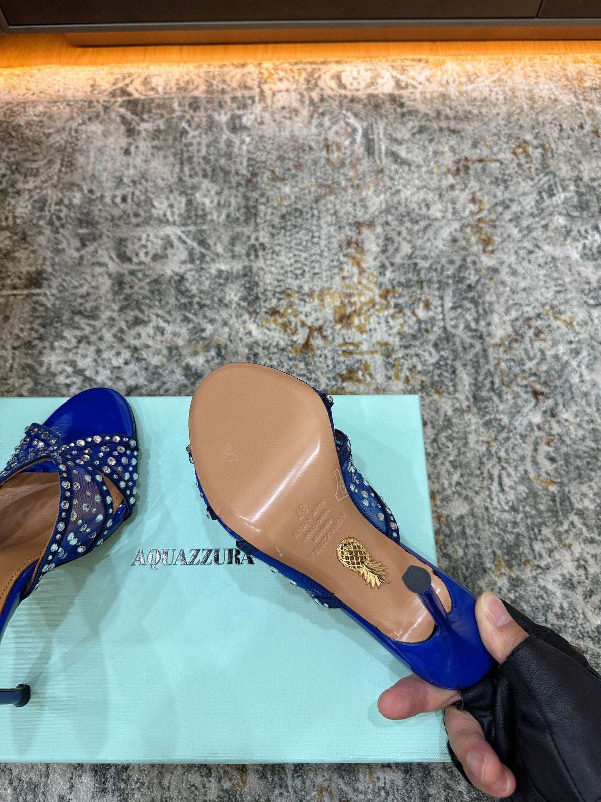 Aquazzura 26S High-Heel Sandals 10.5cm Navy Blue Patent Calfskin And Mesh