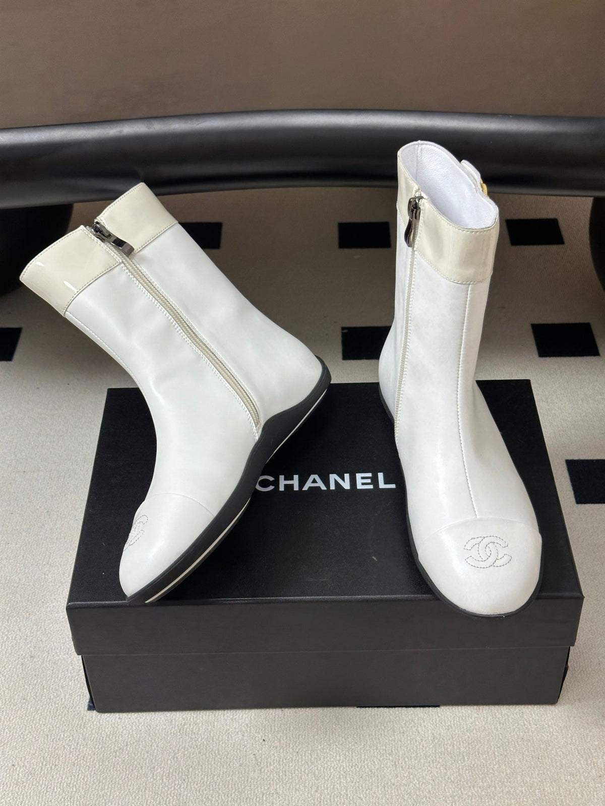 Chanel 2026 Flat Ankle Boots Cowhide 185642
