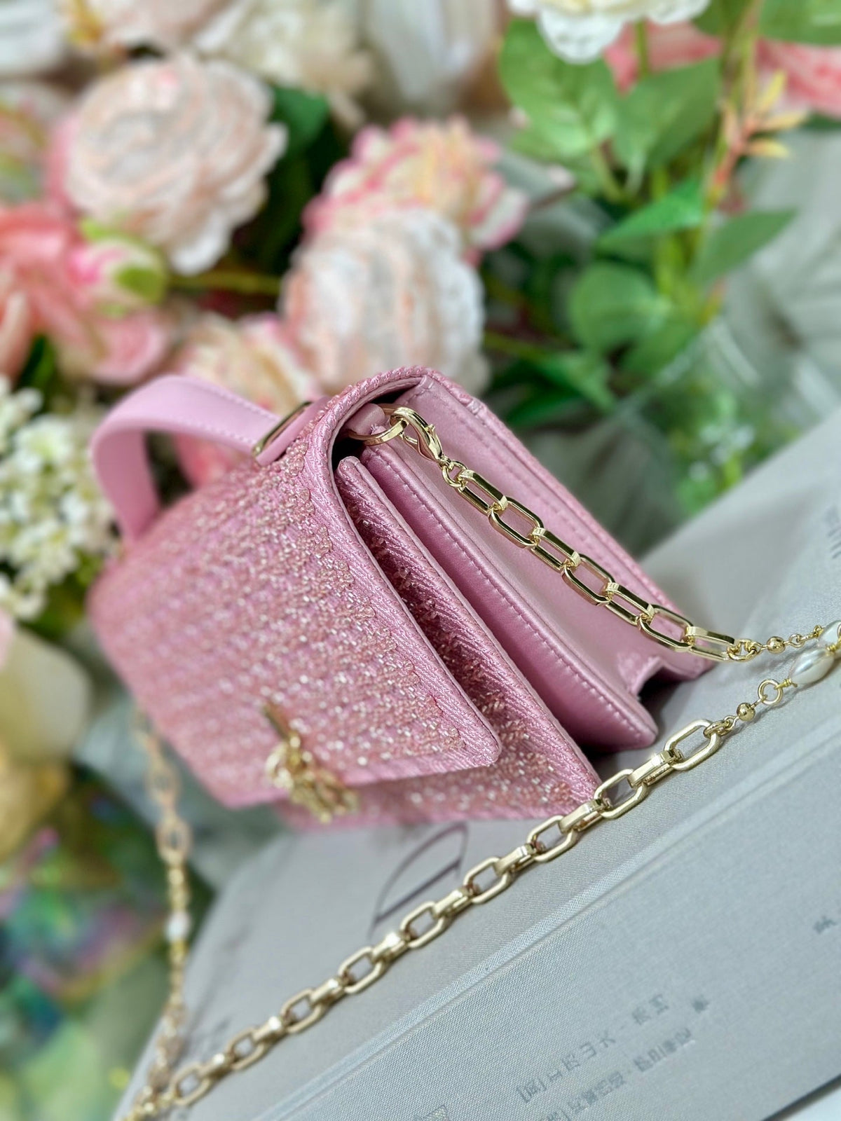 Dior 2026 Crossbody Bag White Chain 21cm Canvas 406832