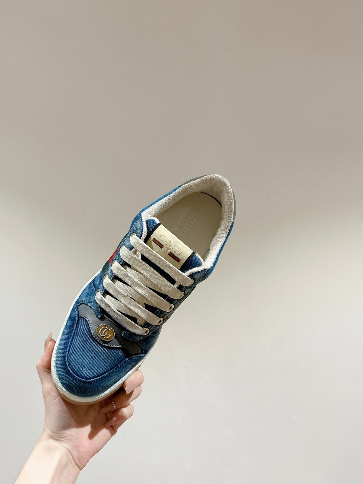 GG 26s Screener Sneaker Blue Denim And Leather