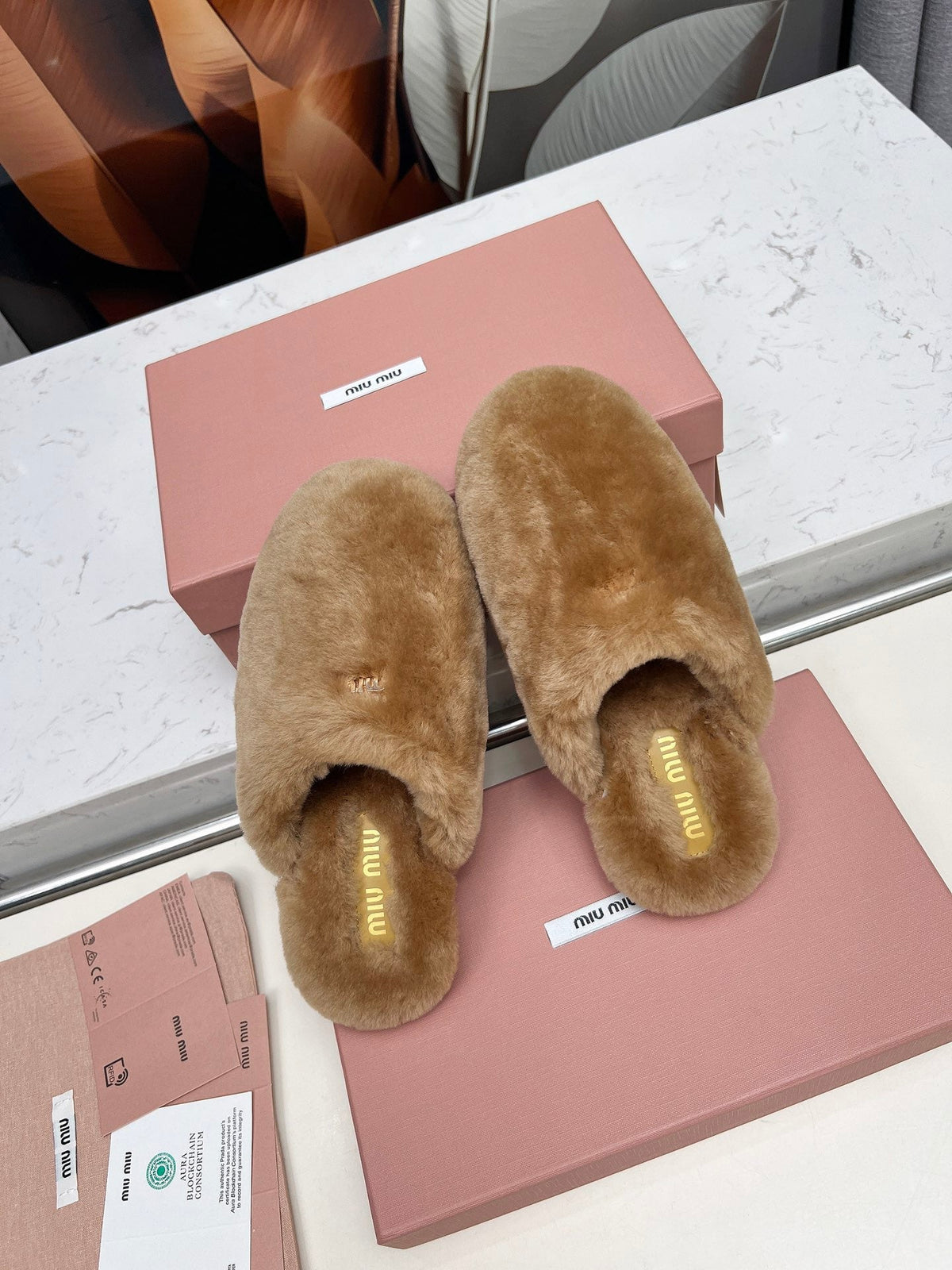 Miumiu 26S Mules Light Brown Shearling
