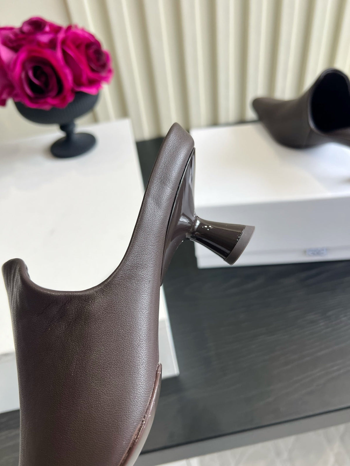 Loewe 26S Heeled Mules In Dark Brown Calfskin