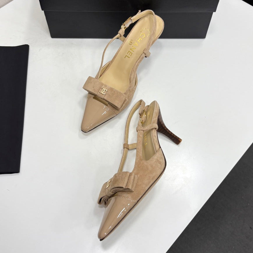 Chanel 2026 Bow Slingback 75mm Canvas Leather Suede 193798