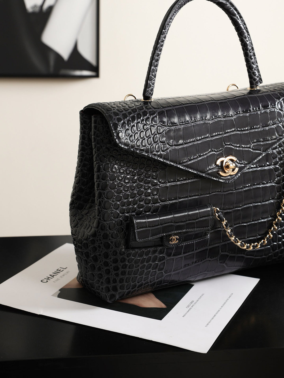 Chanel 2026 Large Flap Bag 31cm Crocodile-Embossed Leather 407098