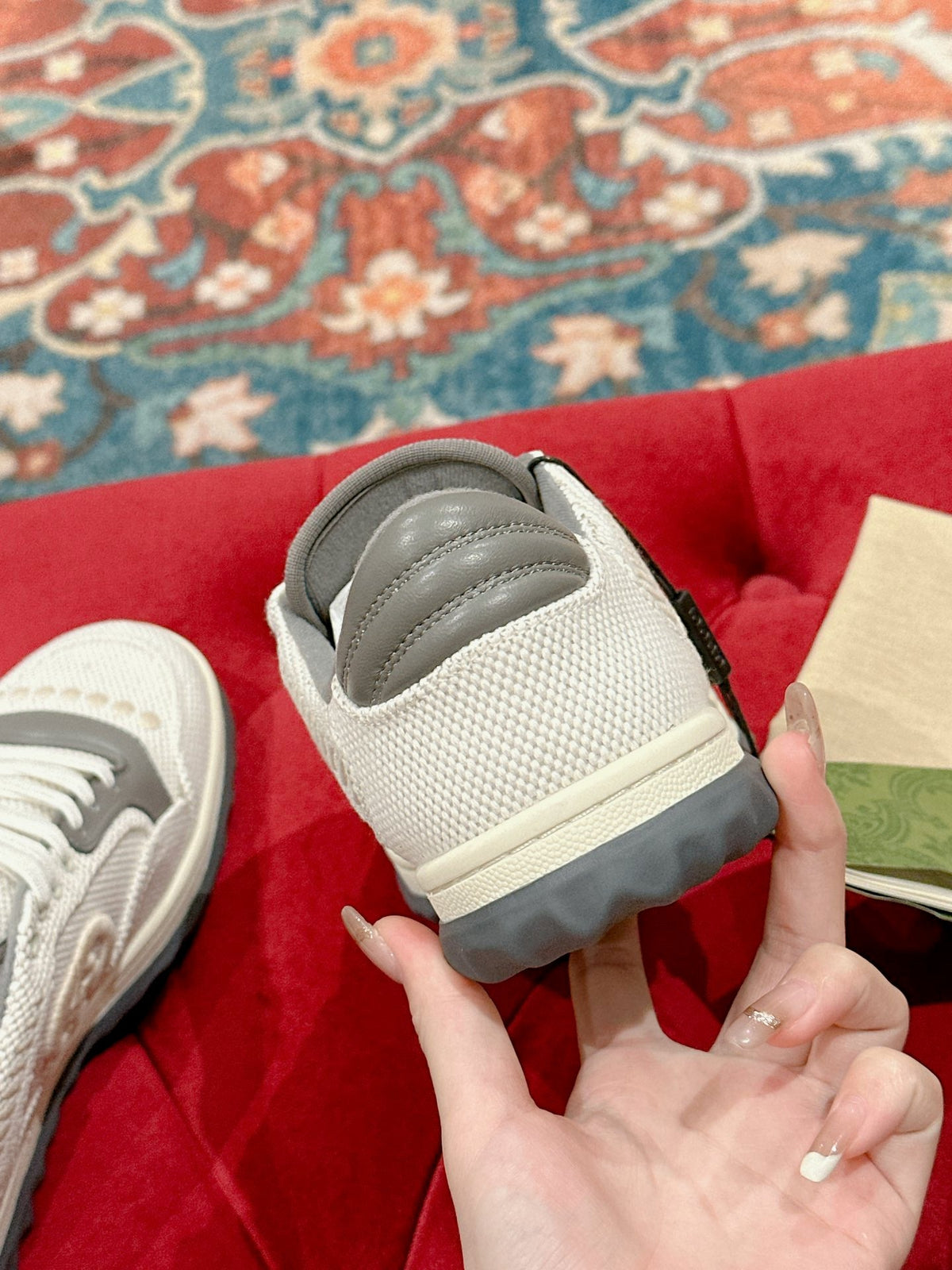 GG 26s Sneakers White Mesh Fabric And Grey Calfskin