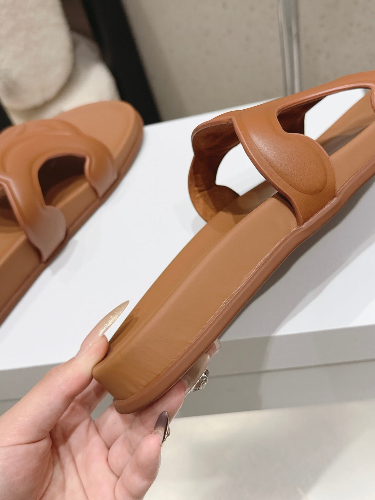 Celine 26s Triomphe Slides Brown Calfskin 394815