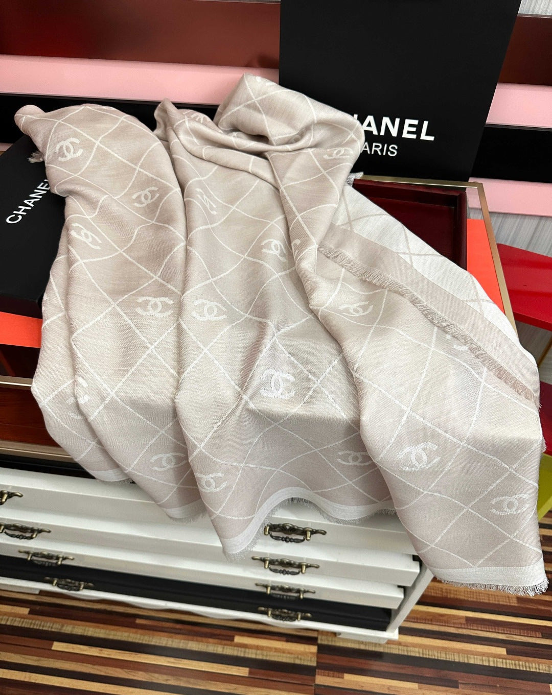 CC 2026 Square Scarf 140cm Wool Silk 550789