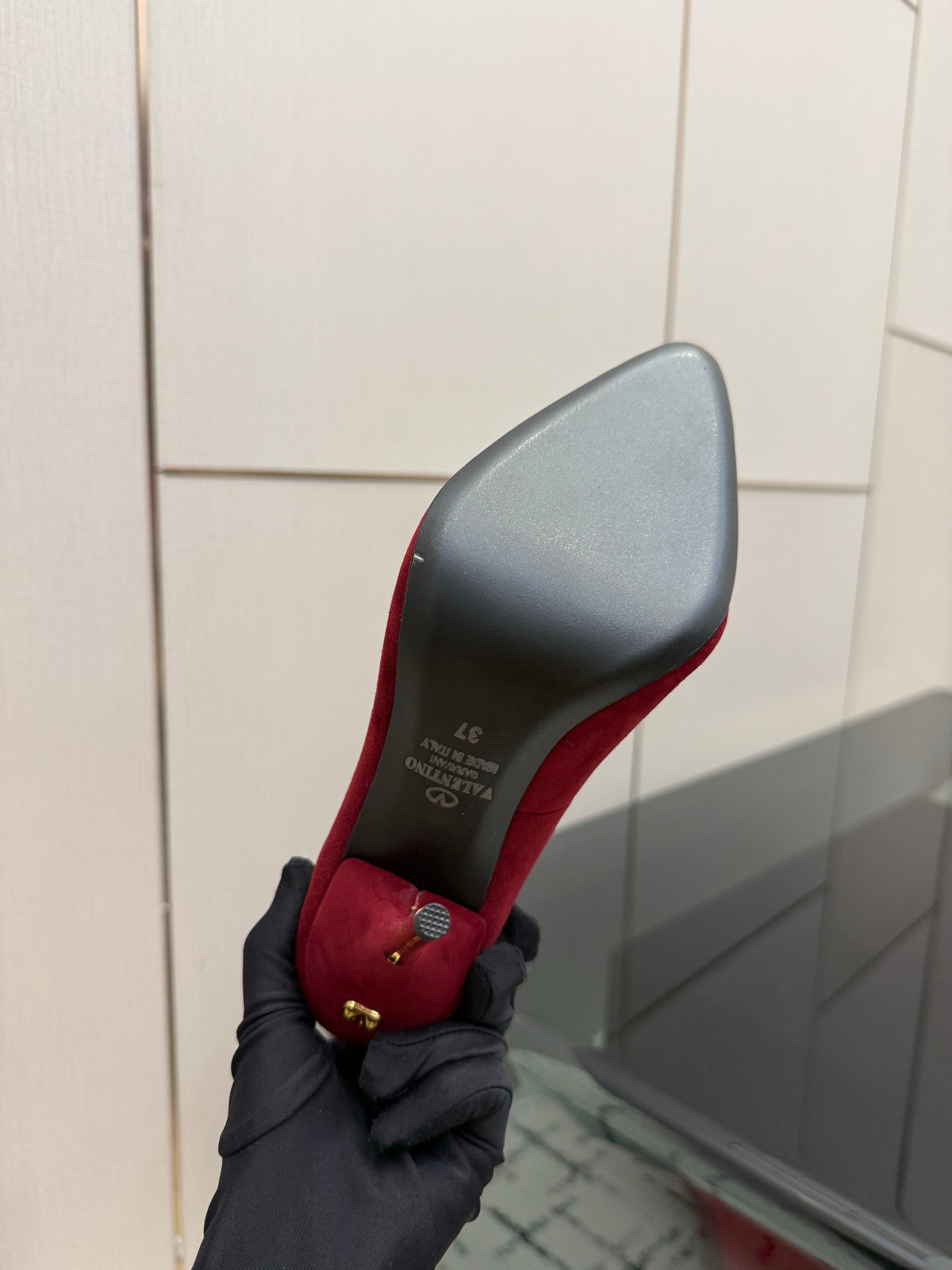 Valentino 26S High Heels 10cm In Dark Red Suede