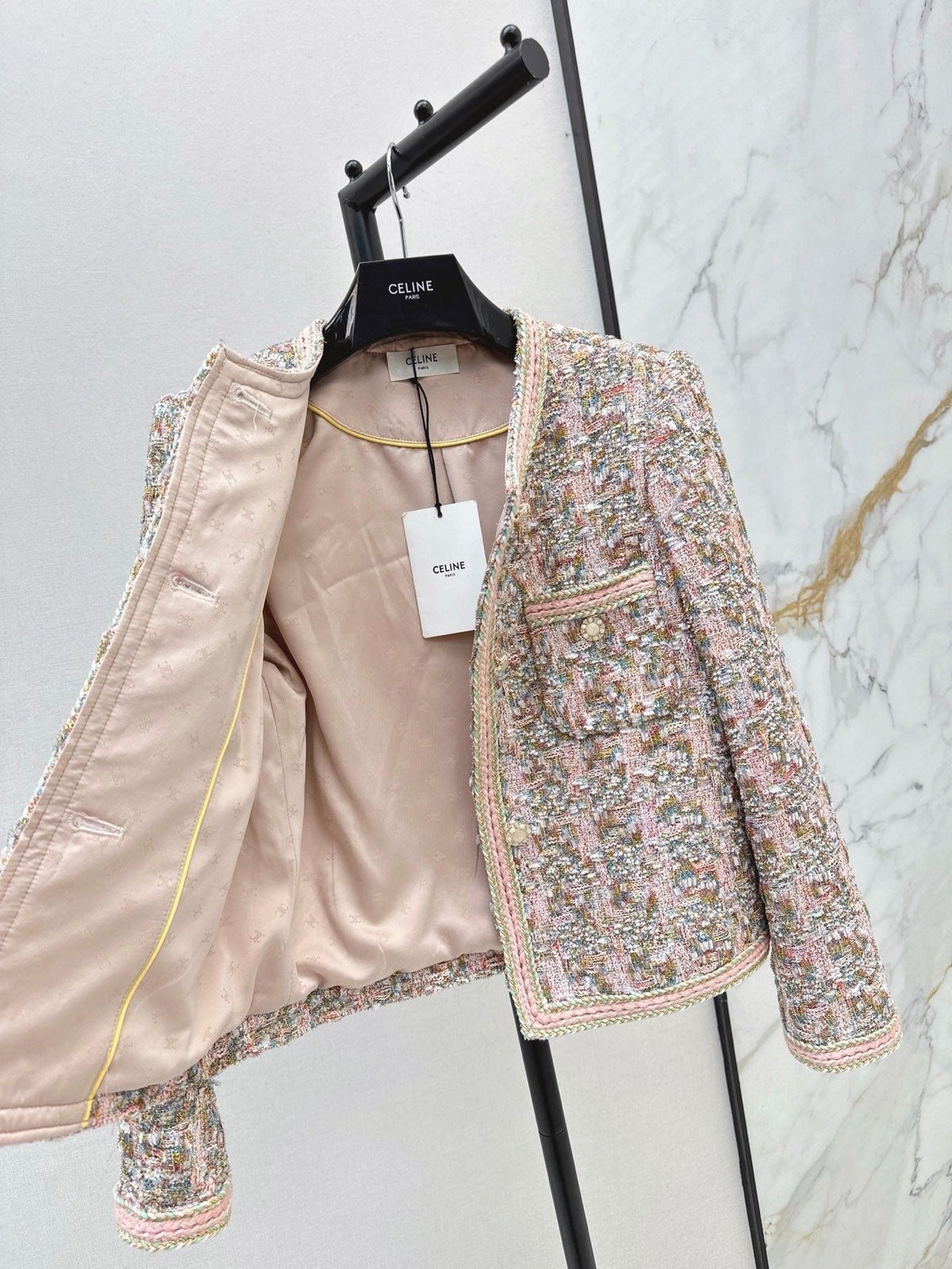 Celine 2026 Self-Portrait Jacket Pink Tweed