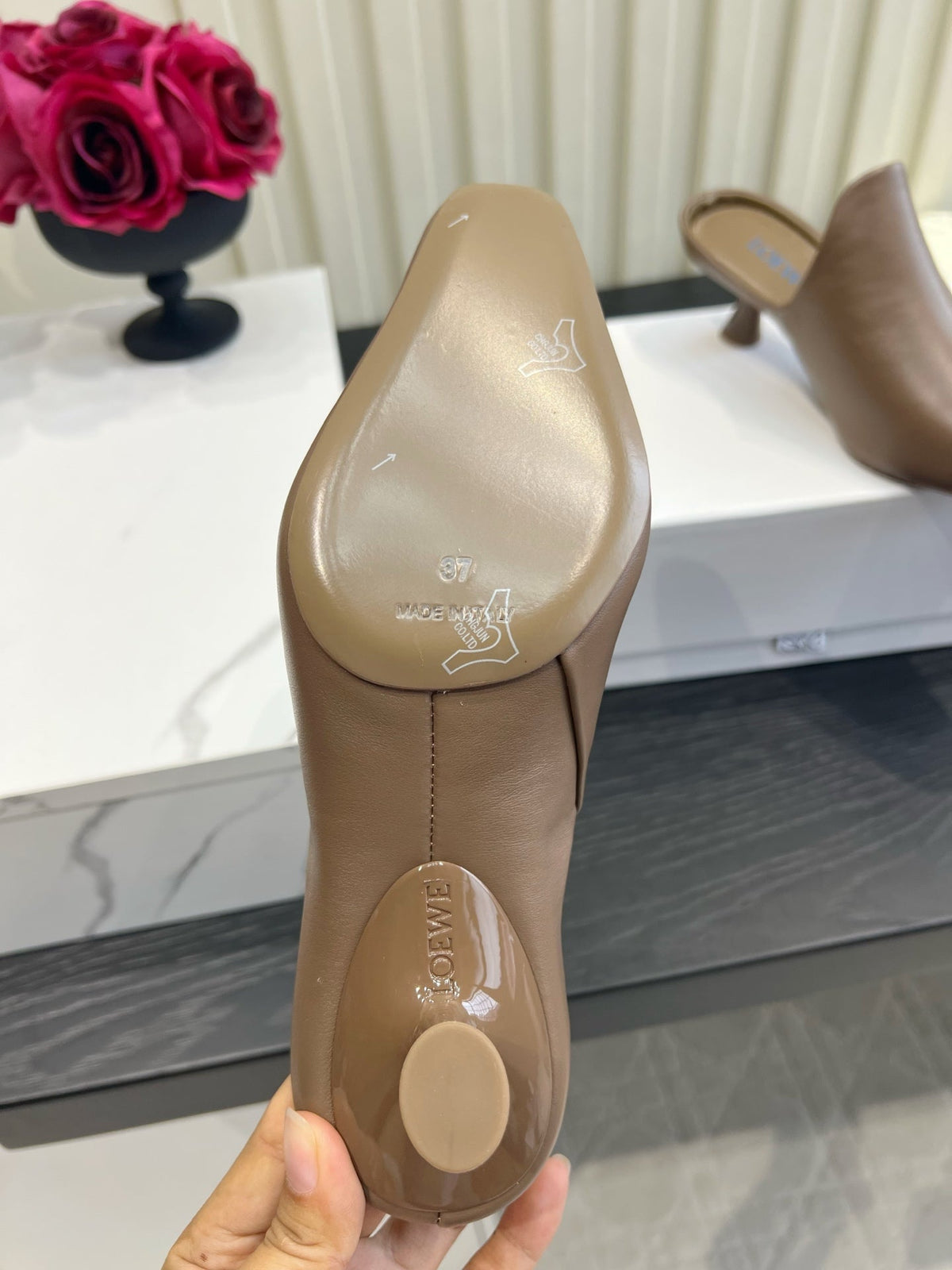 Loewe 26S Heeled Mules In Blown Calfskin
