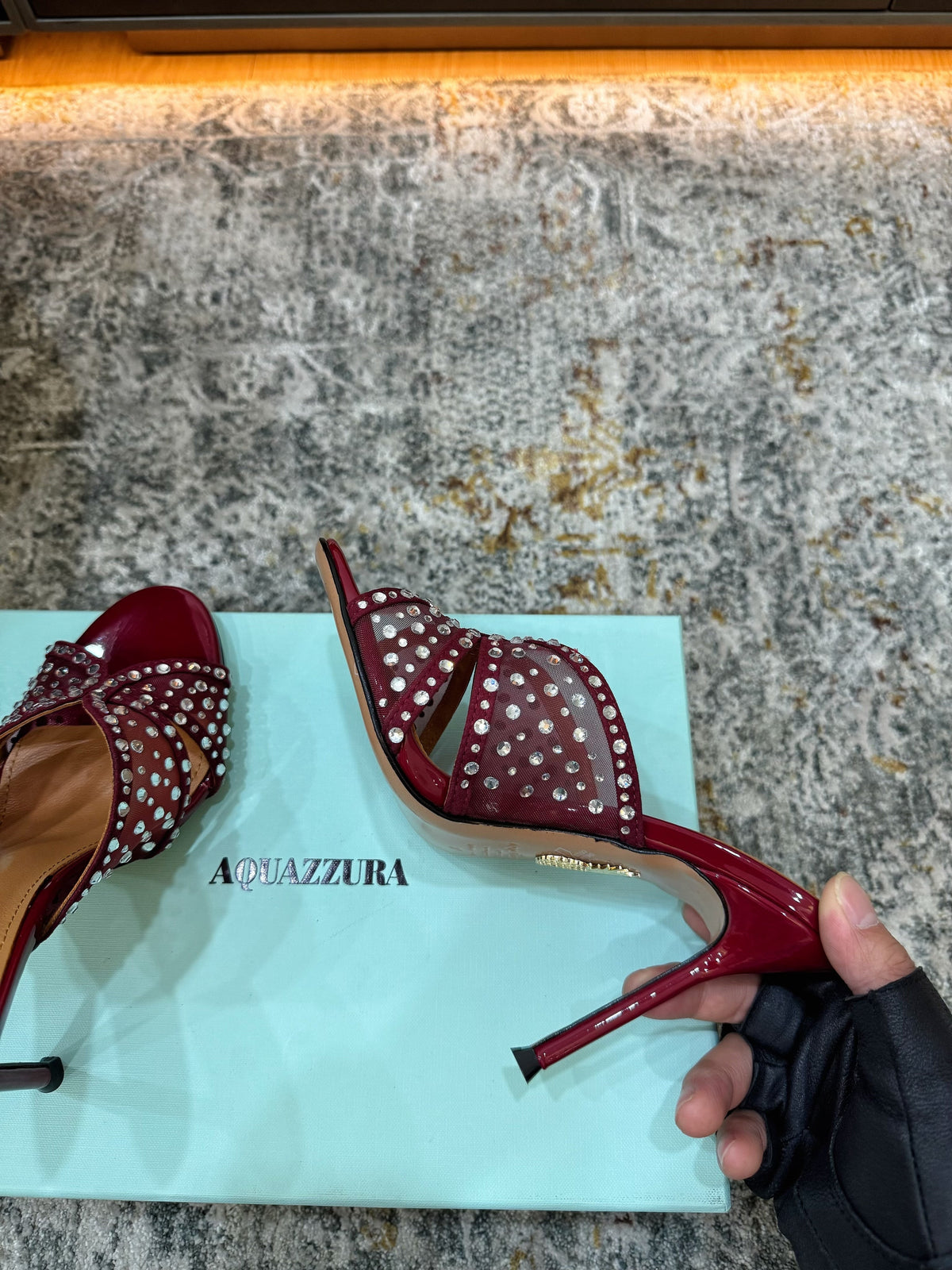 Aquazzura 26S High-Heel Sandals 10.5cm Dark Red Patent Calfskin And Mesh