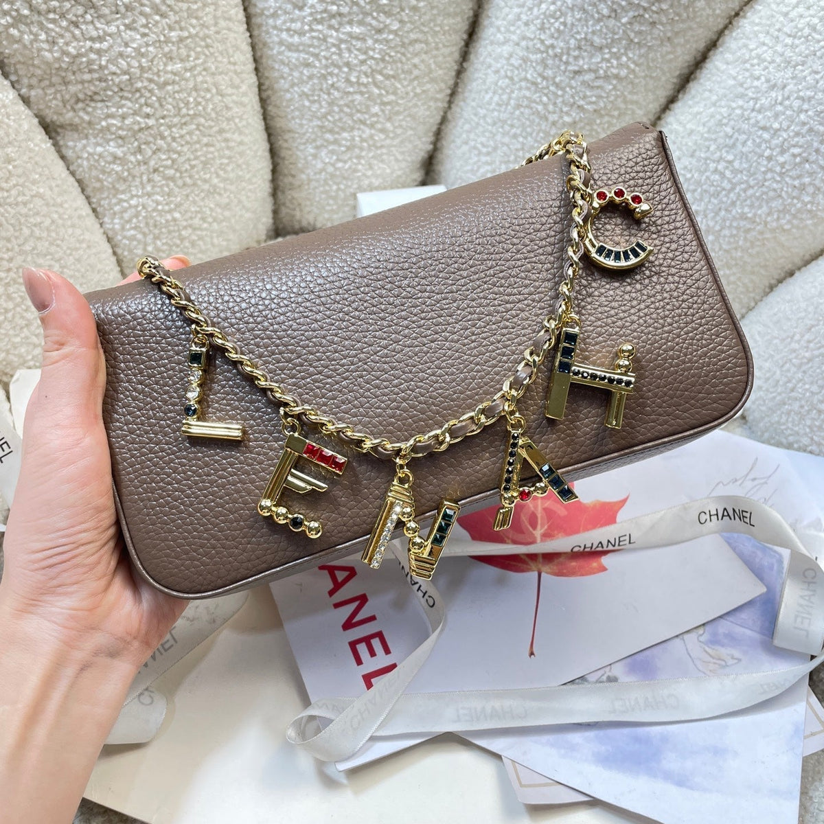 Chanel 2026 Gemstone-encrusted Flap Bag 22cm Textured Leather 407426