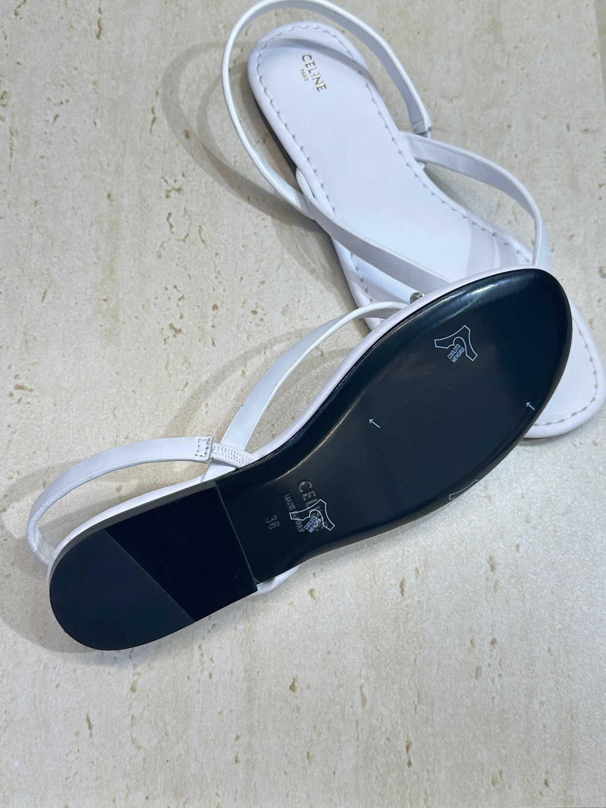 Celine 26s Thong Sandals White Calfskin 294817