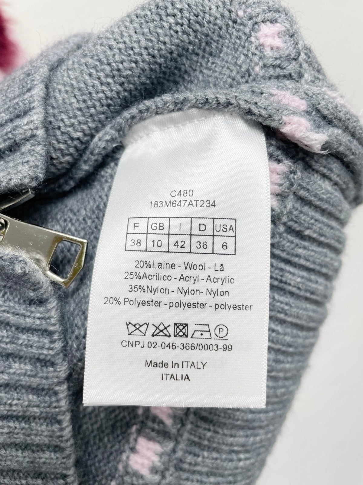 CD 26FW Hooded Wool Cardigan Removable Fur Collar Contrast Trim Bee Embroidery 446708