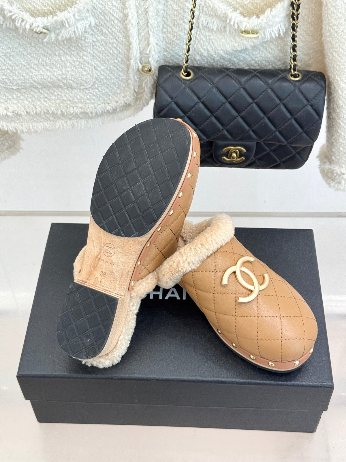 Chanel 2026 Quilted Mule Leather Wool 188603