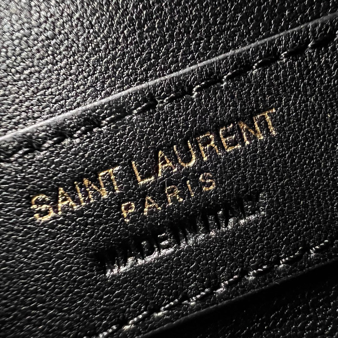 YSL 2026 Kate Bag 20cm Gold Hardware Croc-Embossed Leather