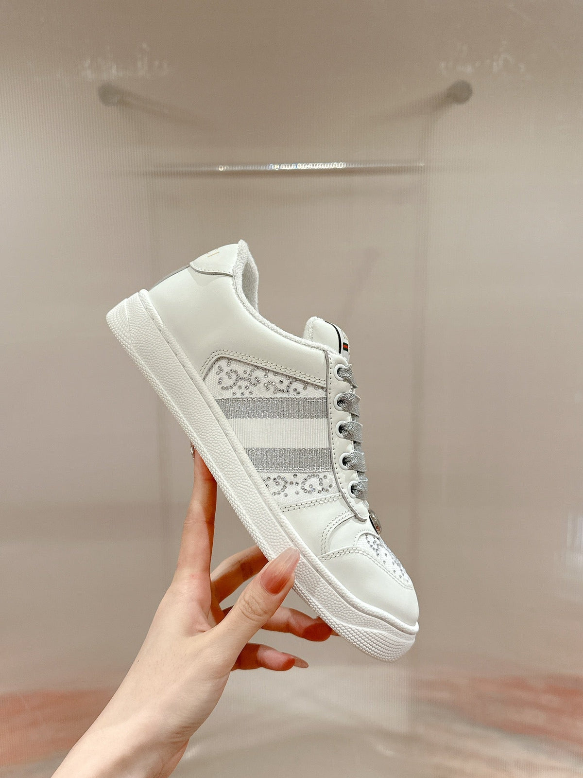 GG 26s Screener Sneaker White Calfskin