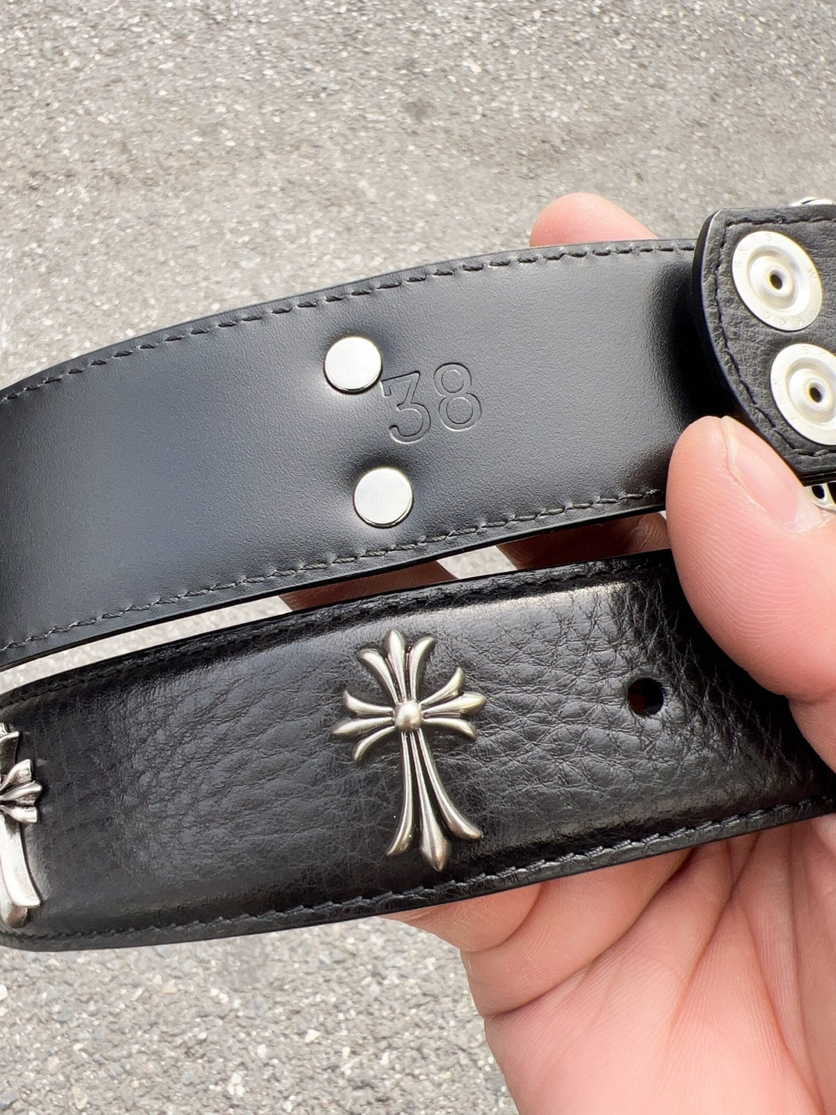 CH Gothic Sword Buckle Belt 3.8cm Black Cowhide Leather 203198