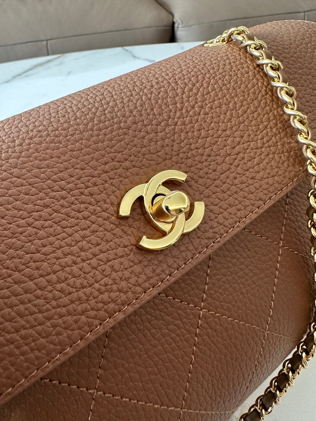 Chanel 2026 Baguette Flap Bag 29cm Gold Hardware Suede Cowhide Tweed 407089