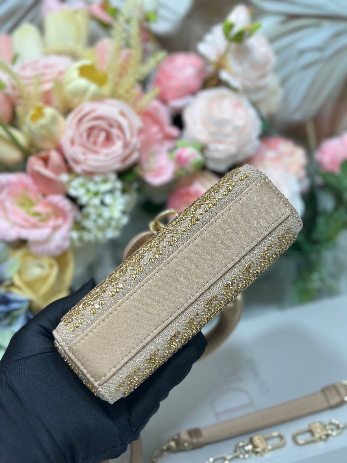 Dior 2026 Lady D-Joy Bag With Chain 16cm Canvas Leather 406830