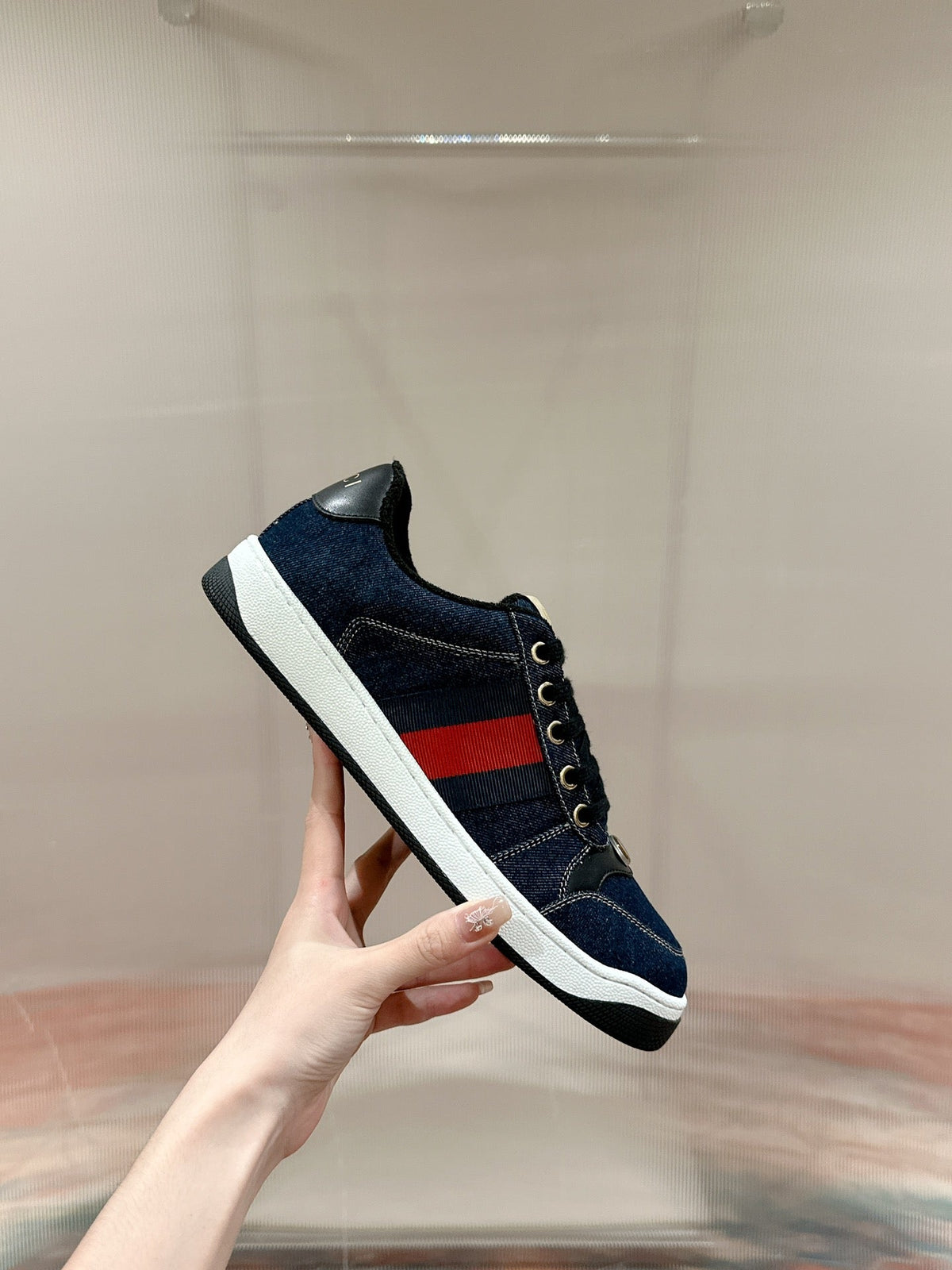 GG 26s Screener Sneaker Dark Blue Denim And Leather