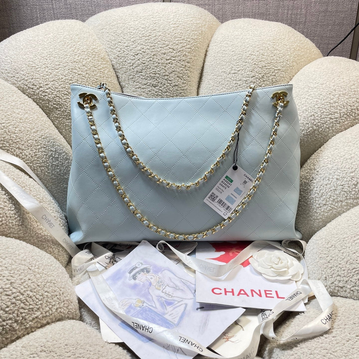 Chanel 2026 Quilted Shopping Tote Bag 40cm Suede Leather 407403