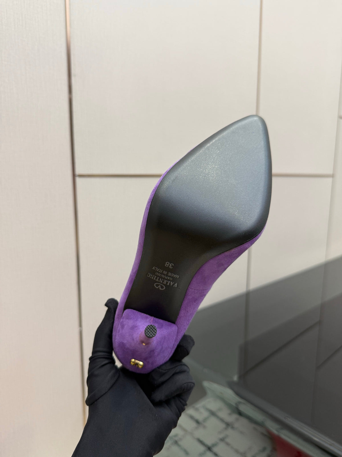 Valentino 26S High Heels 10cm In Purple Suede