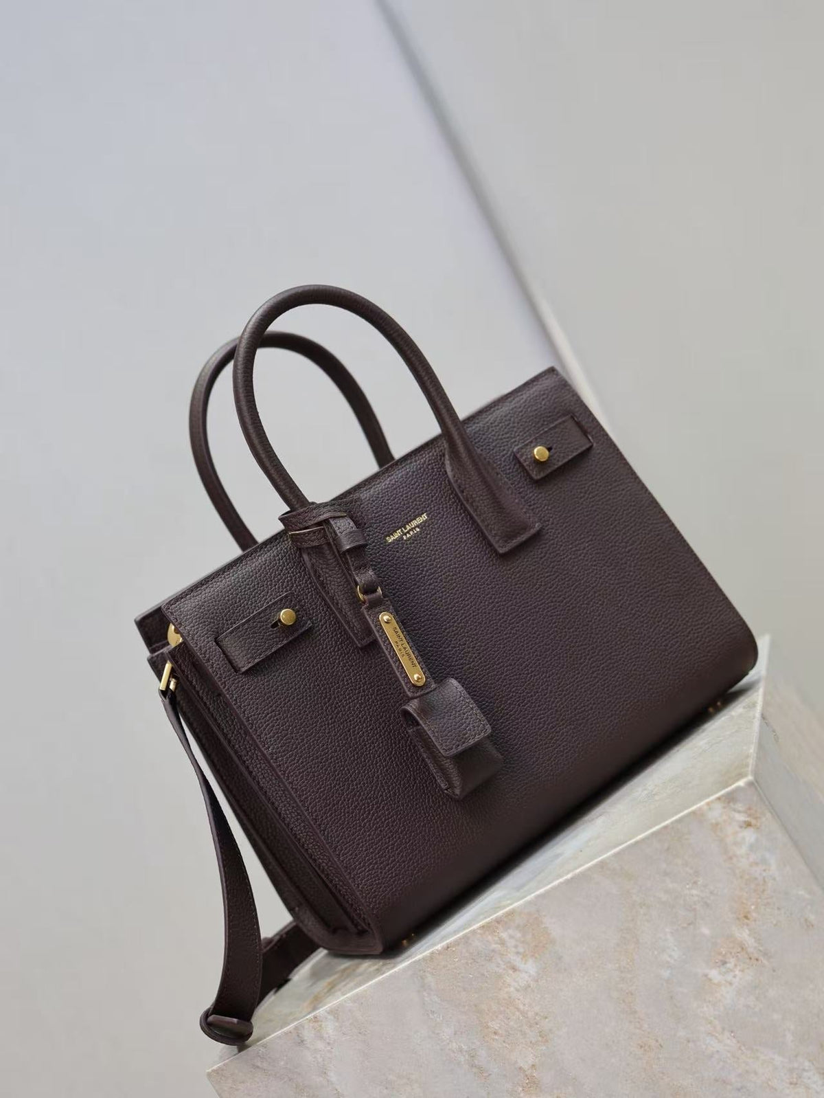 YSL 2026 Sac de Jour Baby Bag 26cm Dark Brown Leather