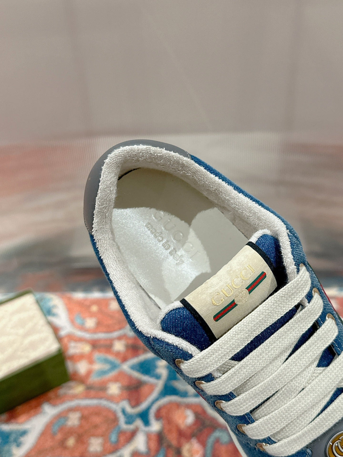 GG 26s Screener Sneaker Blue Denim And Leather