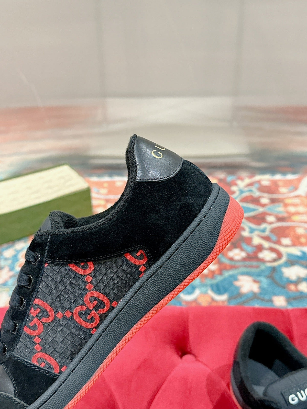 GG 26s Screener Sneaker Black And Red GG Canvas