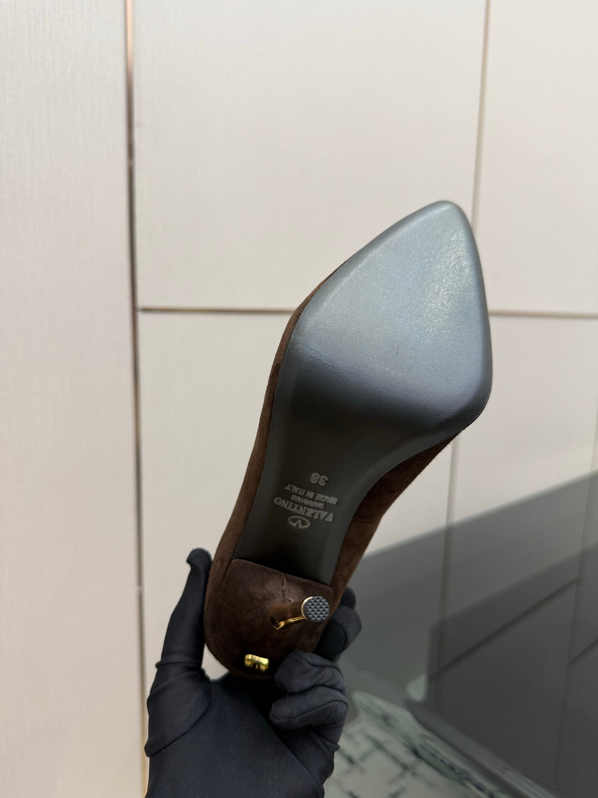 Valentino 26S High Heels 10cm In Dark Brown Suede