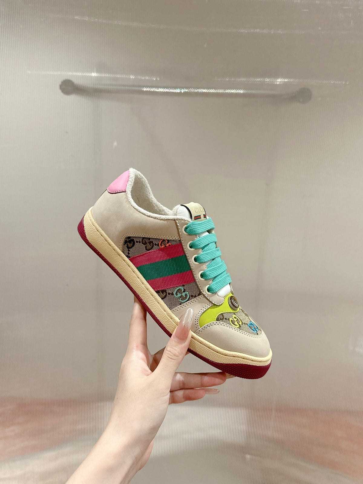 GG 26s Screener Sneaker Multicolor Suede And Canvas