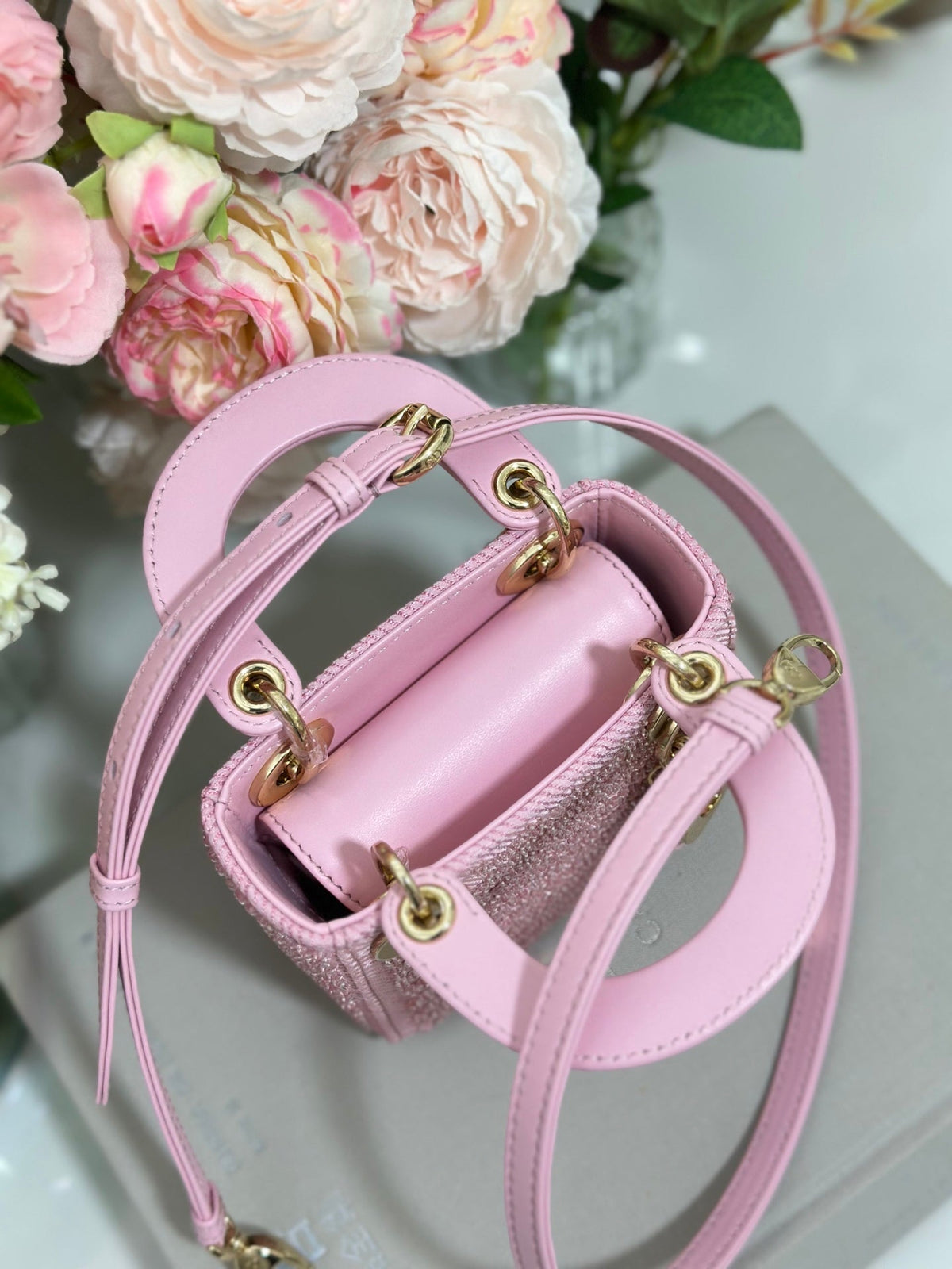 Dior 2026 Lady Dior Bag With Chain 12cm Canvas Leather 406831
