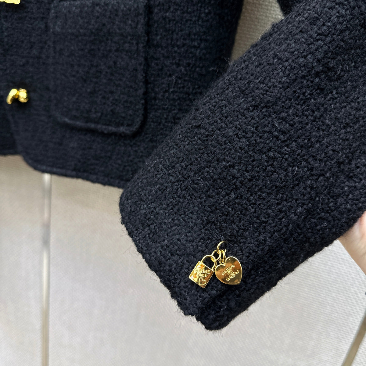 CC Cropped Tweed Jacket Wool Blend
