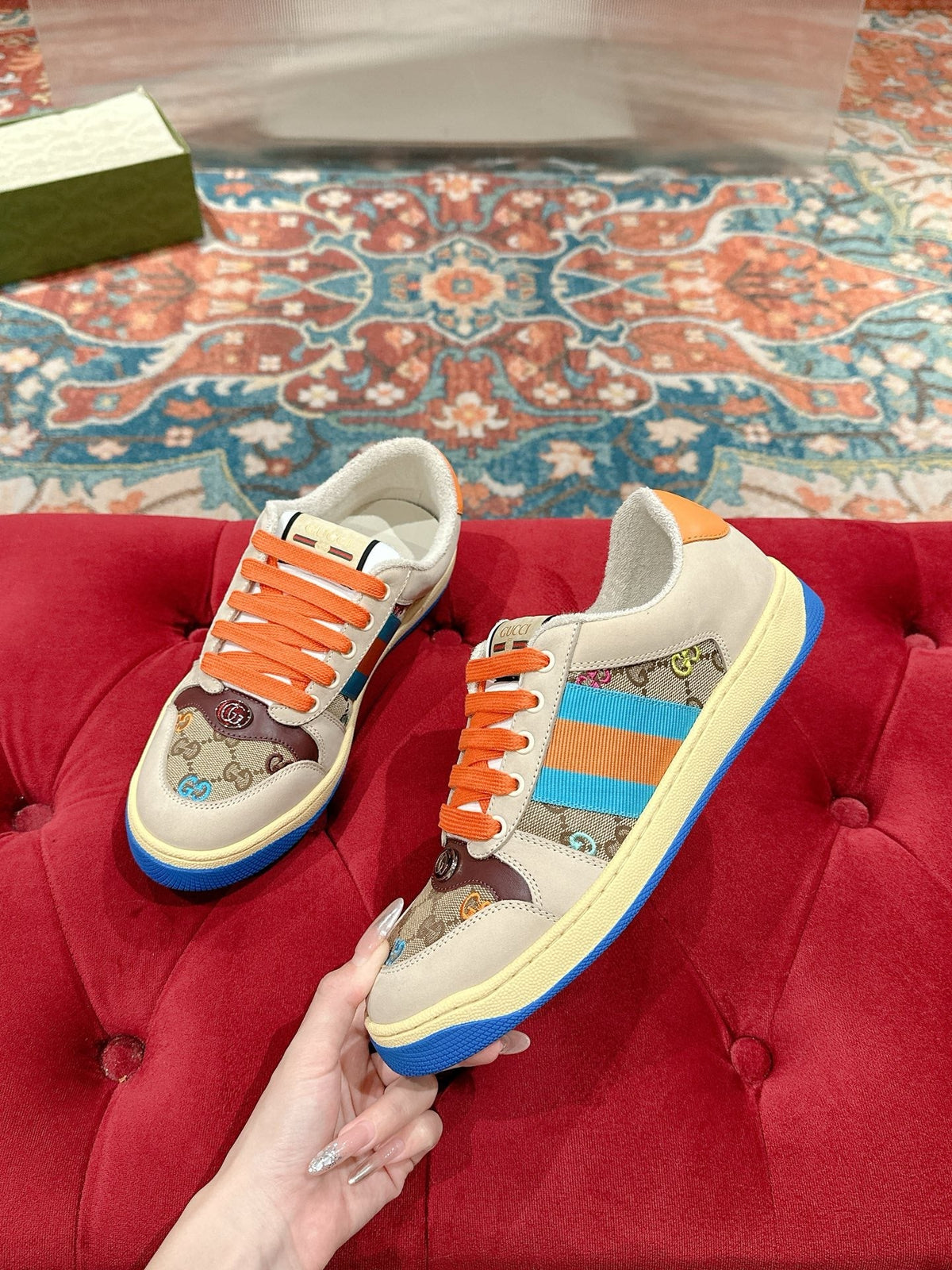 GG 26s Screener Sneaker Multicolor Suede And Canvas Style 2