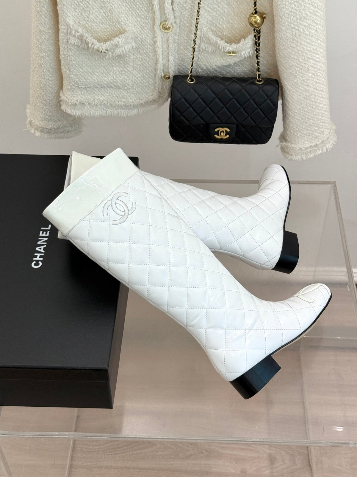 Chanel 2026 Quilted Ligne Cambon Boots Suede Leather 188462