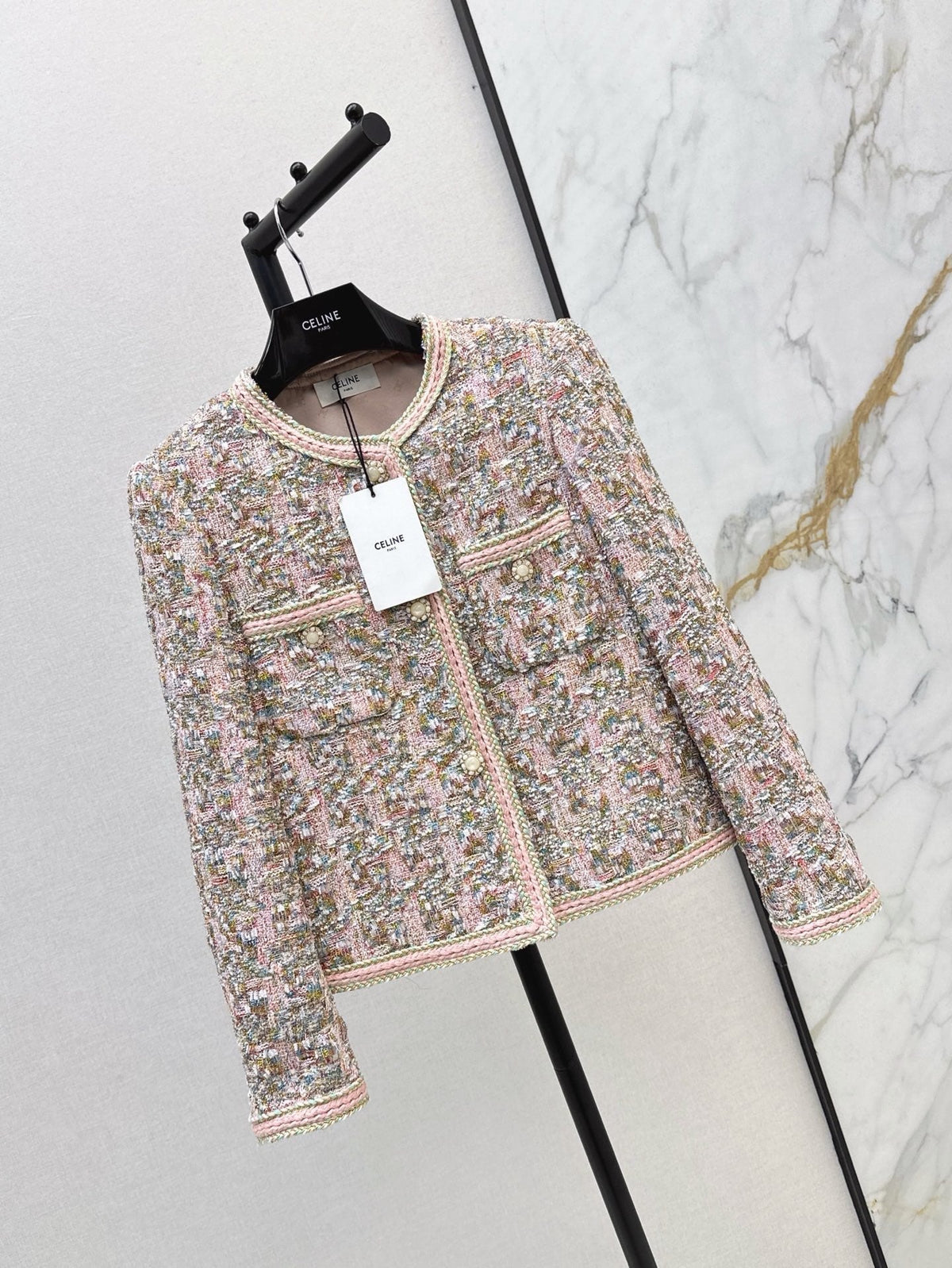 Celine 2026 Self-Portrait Jacket Pink Tweed