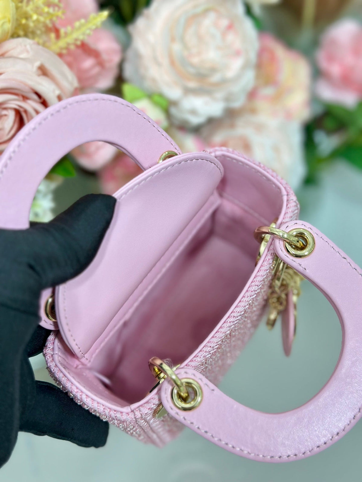 Dior 2026 Lady Dior Bag With Chain 12cm Canvas Leather 406831