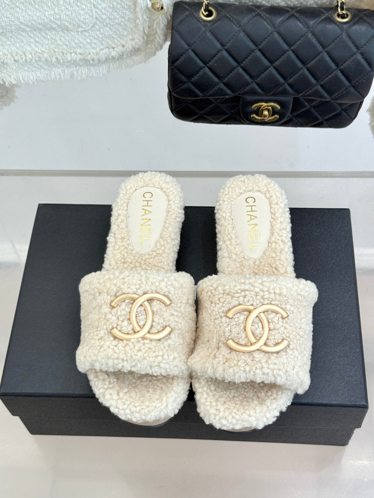 Chanel 2026 Wood Thick-Soled Sandals Wool 188607