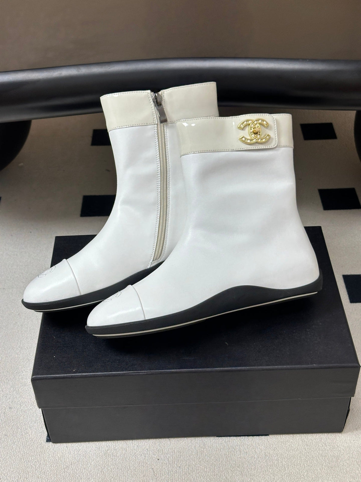Chanel 2026 Flat Ankle Boots Cowhide 185642