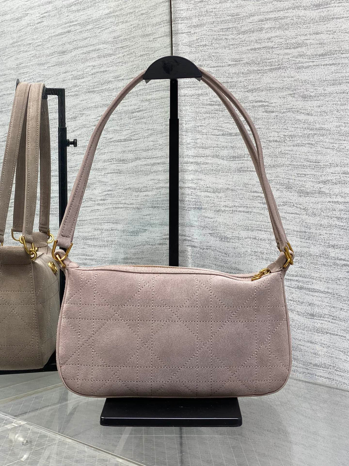 Dior 2026 Quilted Leather Zippered Shoulder Bag 26cm Suede Leather 403691
