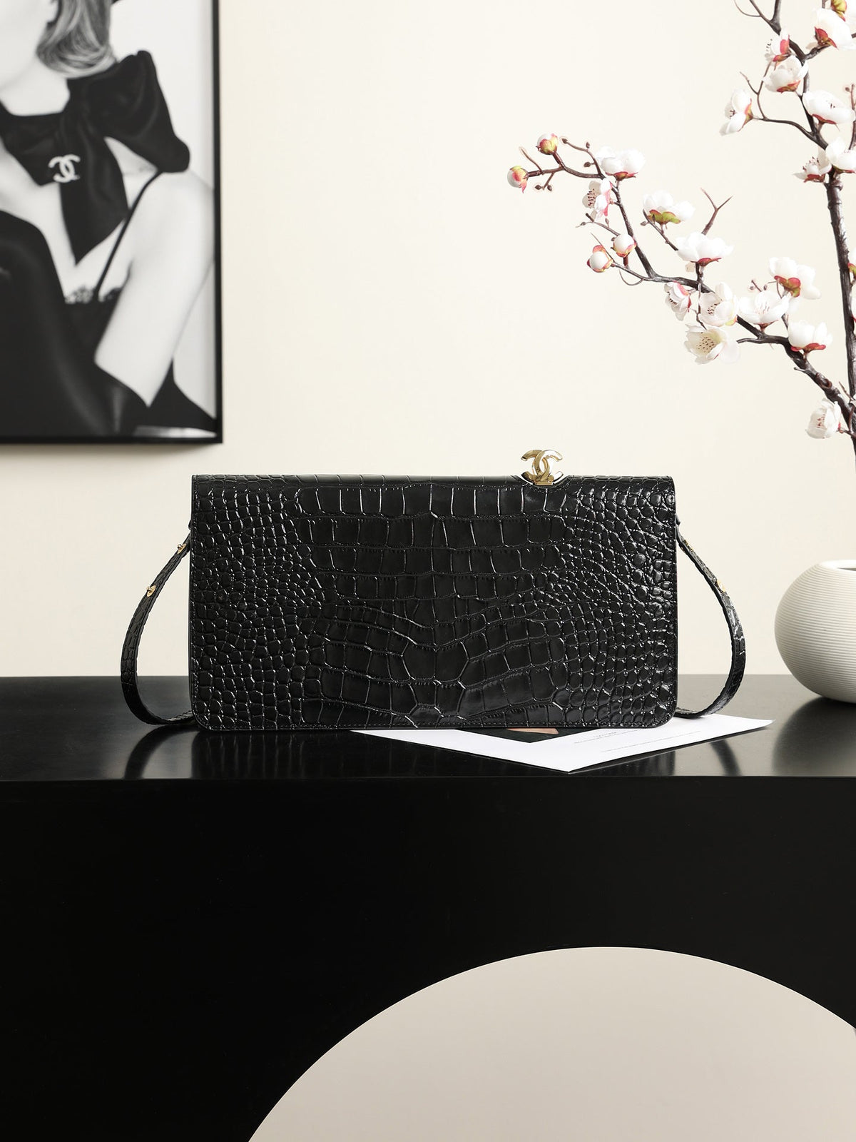 Chanel 2026 Vanity Clutch Bag 30cm Crocodile Embossed Leather