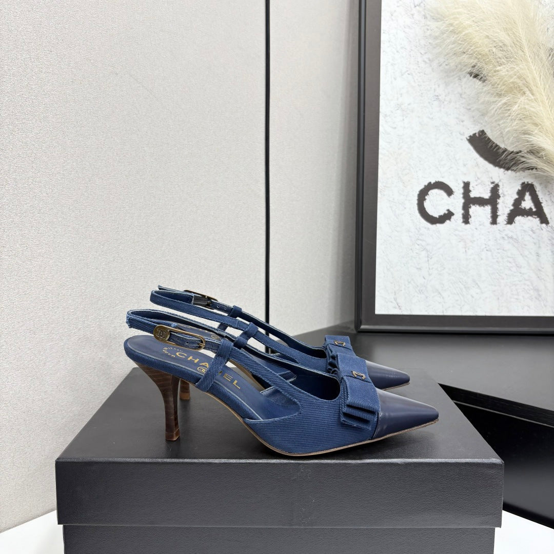 Chanel 2026 Bow Slingback 75mm Canvas Leather Suede 193798
