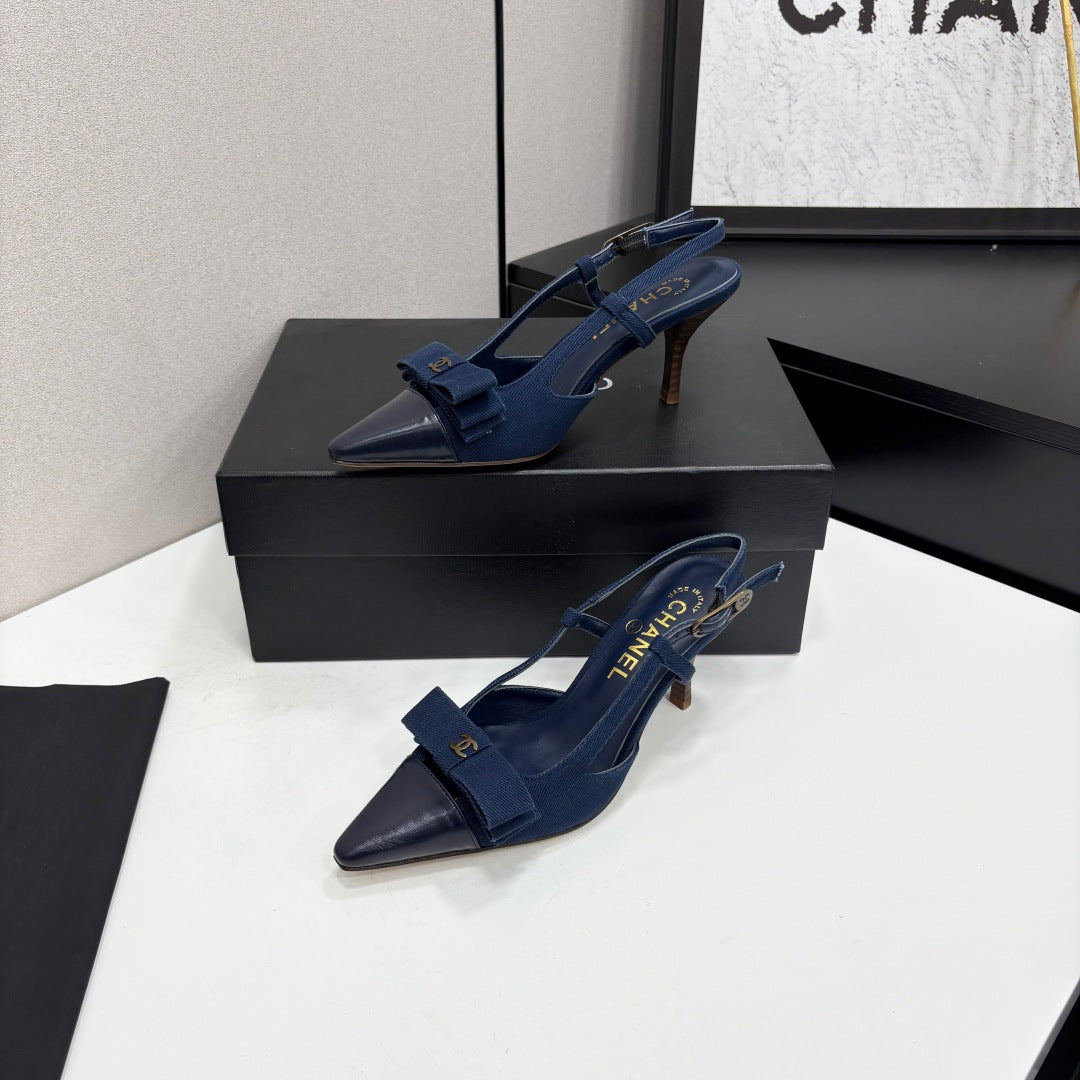 Chanel 2026 Bow Slingback 75mm Canvas Leather Suede 193798