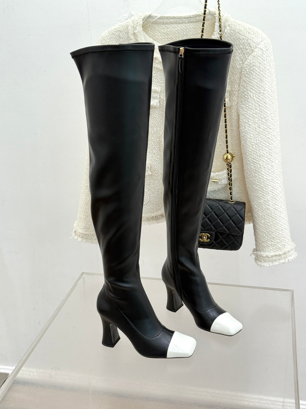 Chanel 2026 Two-Tone Boots 85mm Suede Leather 188517