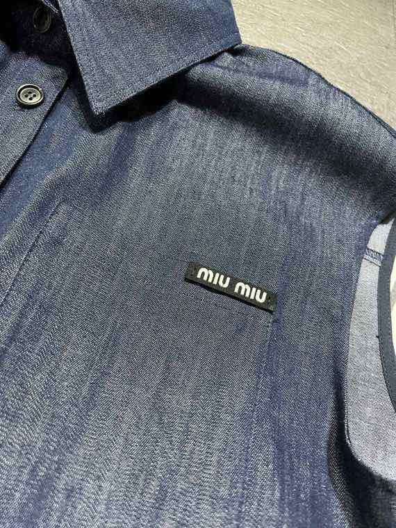 Miumiu 26s Sleeveless Denim Shirt Dress 1232