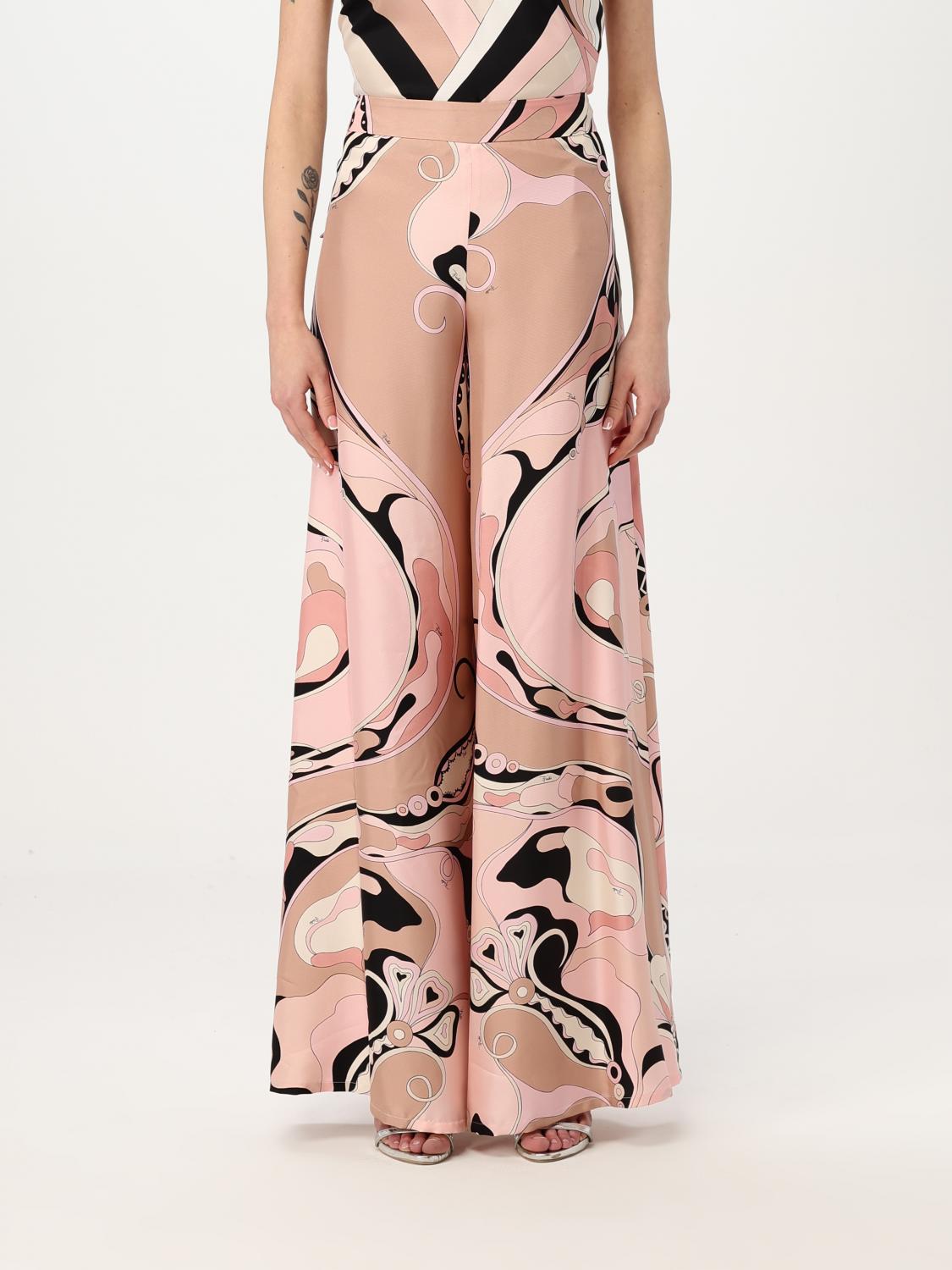 Pucci 26s Stella-Print Silk Trousers Light Pink Silk