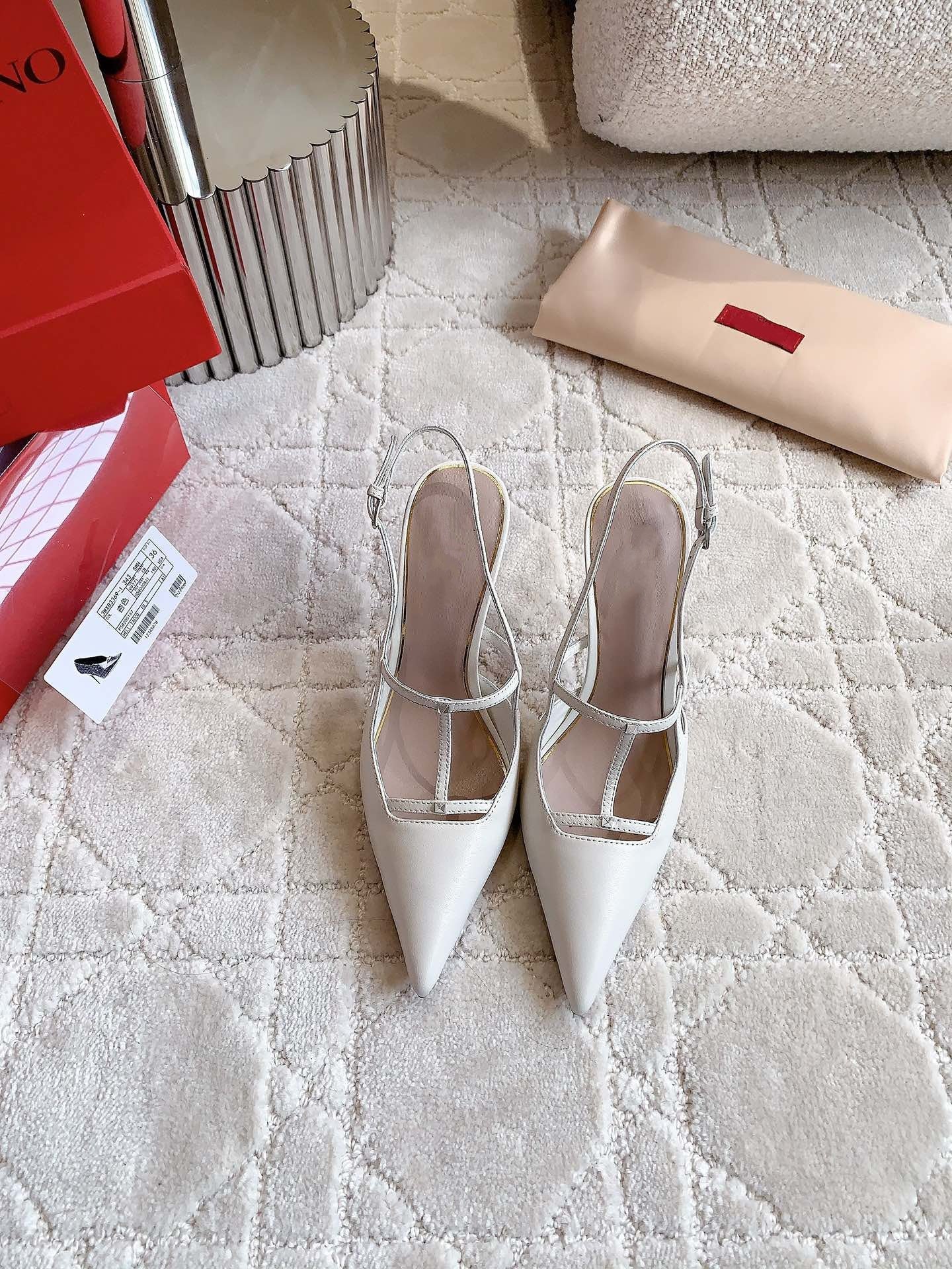 2 Rockstud Slingback 90mm Matte White